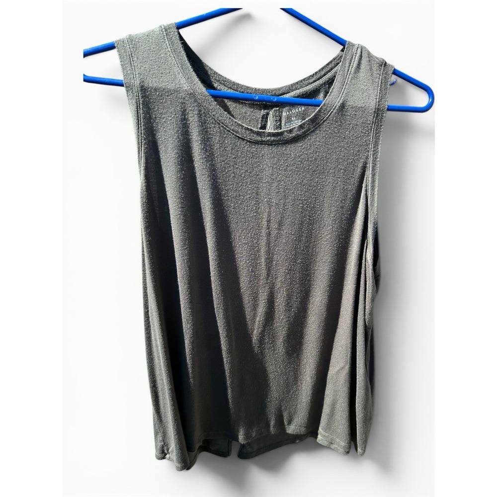 Halogen Sleeveless Knit Mesh Accents‎ Tank Top XL olive Women's